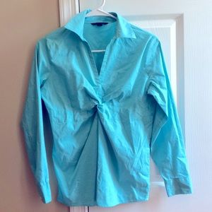 NWOT Lands Ends Aqua bluish front knot top